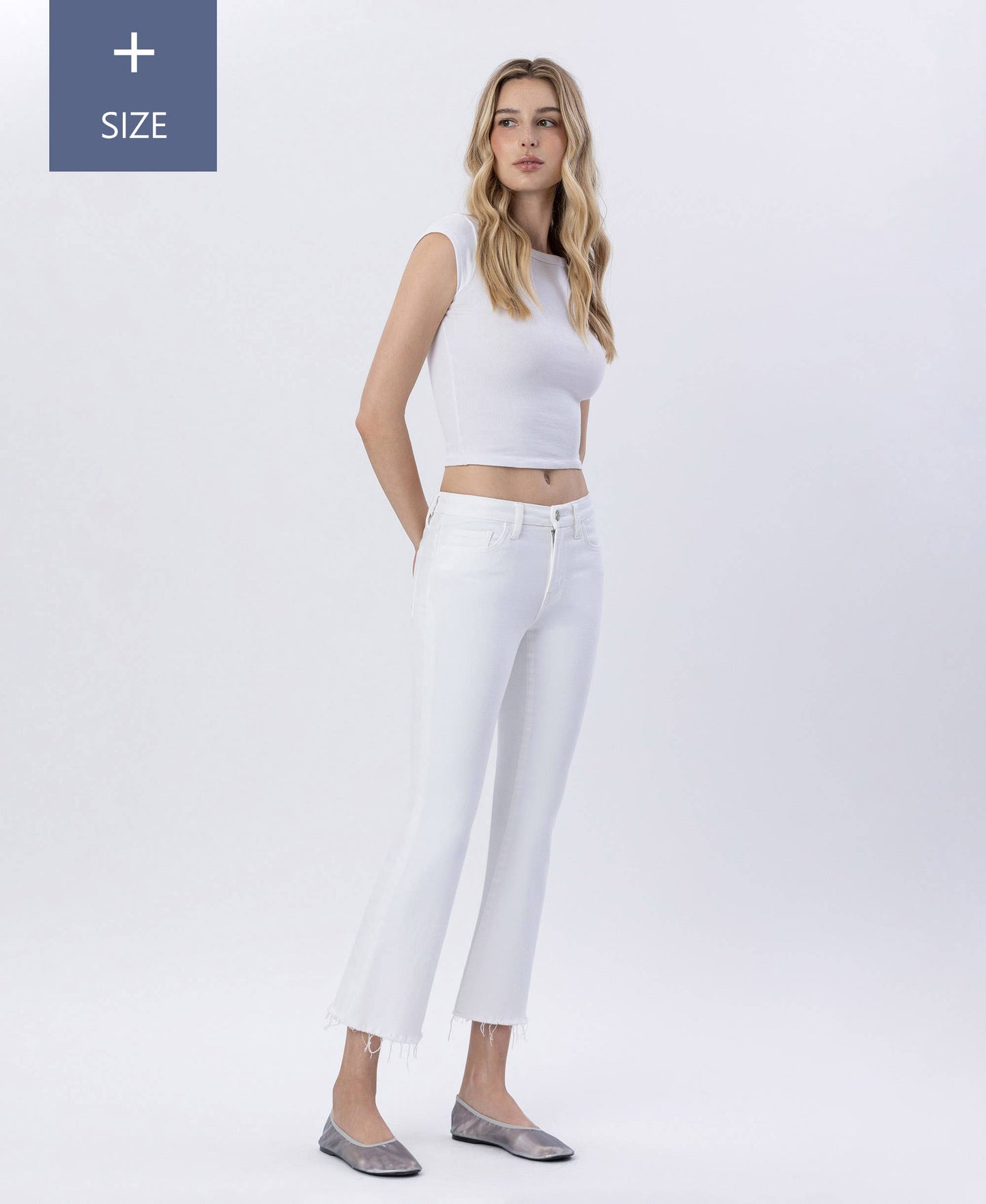Mia Mid Rise Crop Flare Jeans - Peacock Curves
