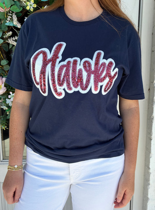 Hawks Short Sleeve Sequin Tshirt