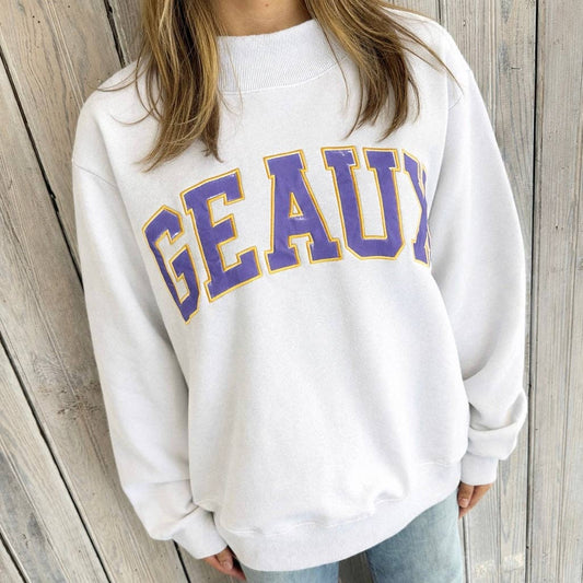 GEAUX Varsity Mockneck Sweatshirt White