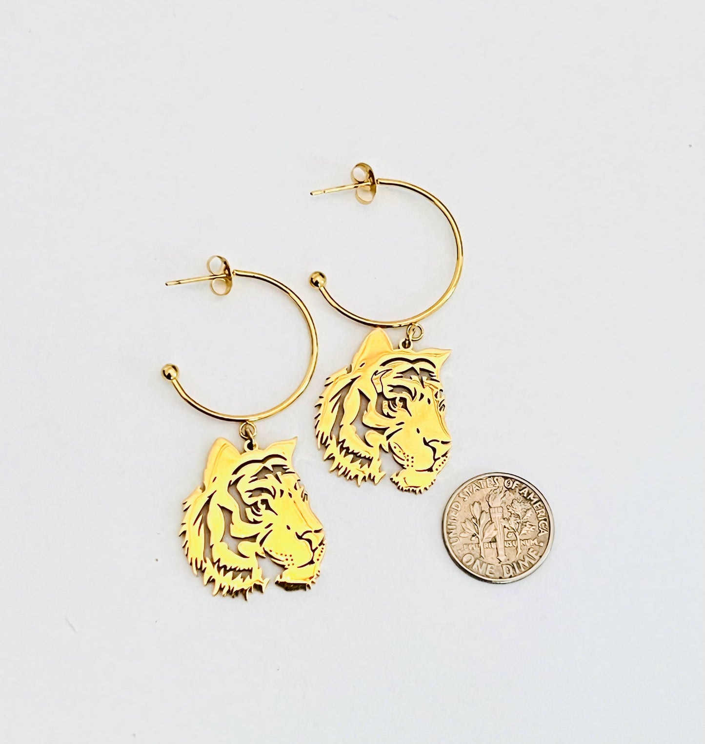 Tiger GameDay Gold Hoop Earrings