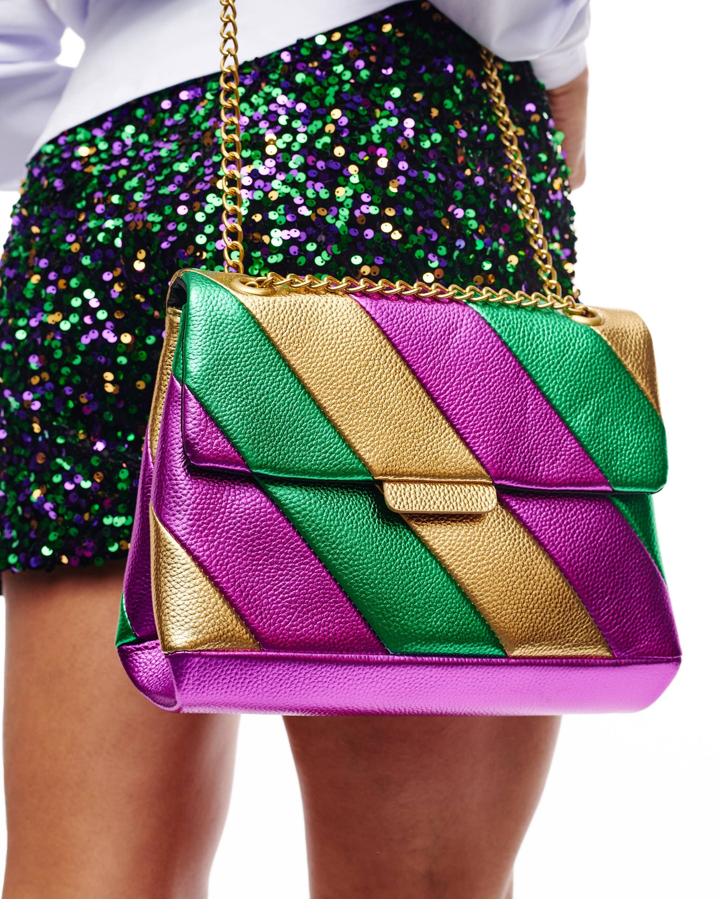 Mardi Gras metallic stripe purse