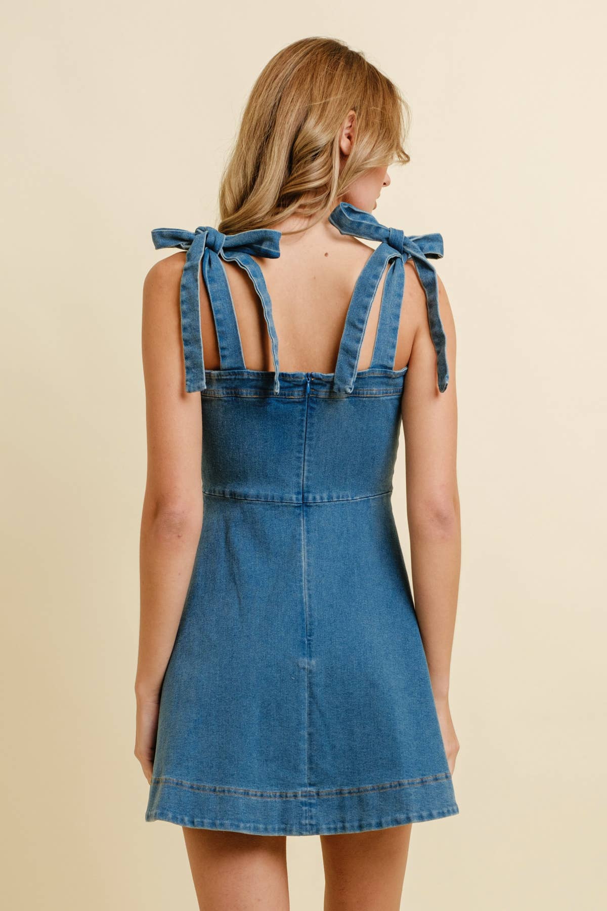 The Sandy Denim Strap Tie Dress