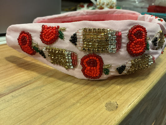Headband Knot -  Apple and Pencil