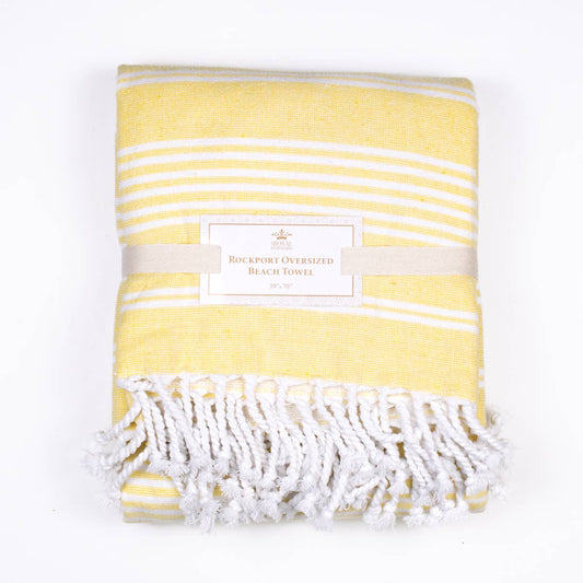 Rockport Oversized Beach Towel   Yellow/White   39x70