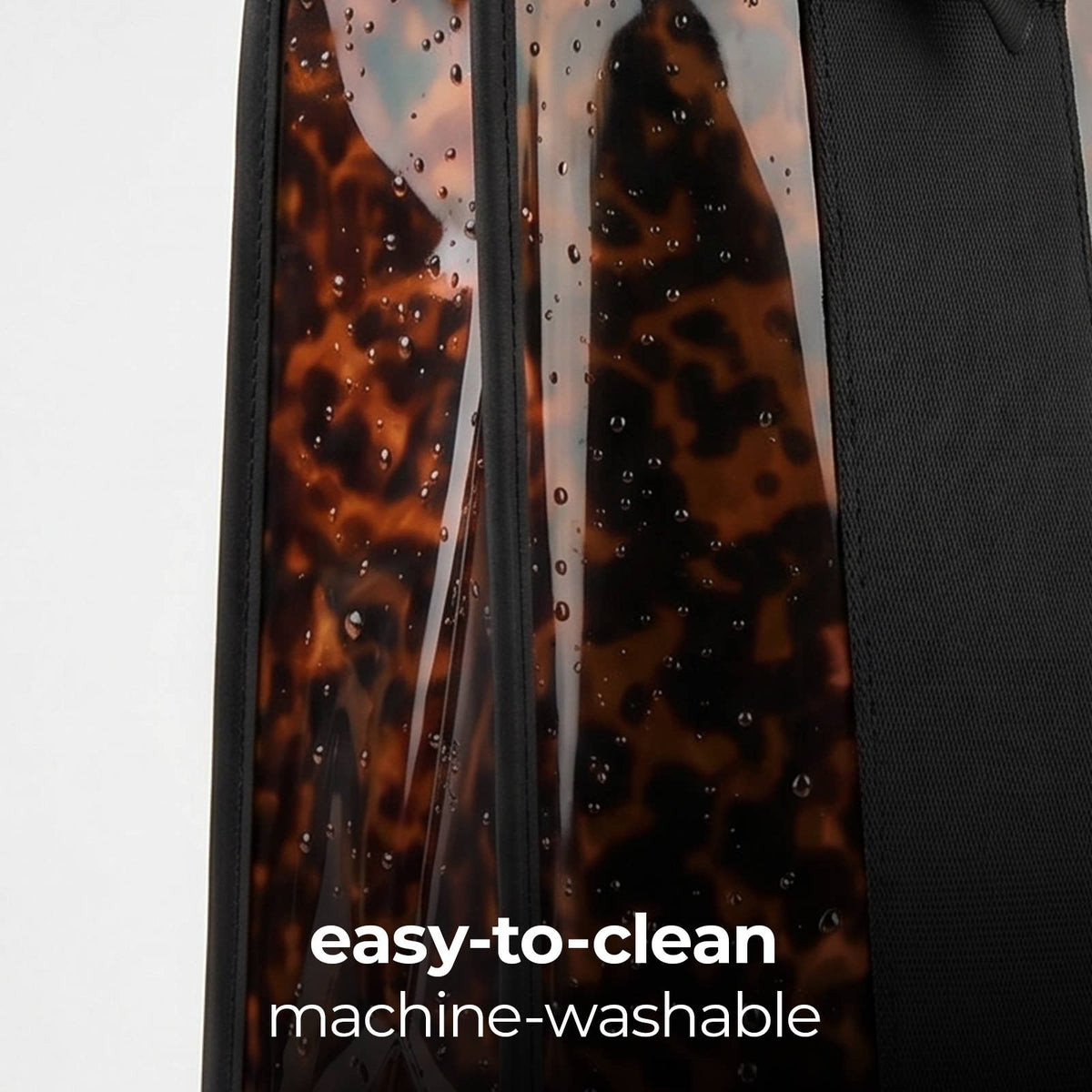 Close-up of the machine-washable tortoiseshell jelly material