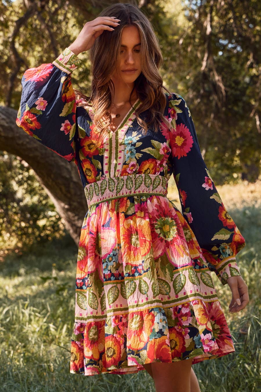 Stevie Floral Border Printed Mini Dress