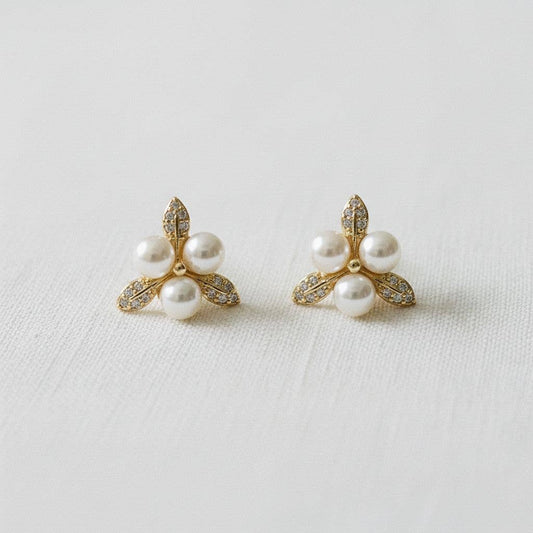 Leaf Design Gemstone Drop Earrings