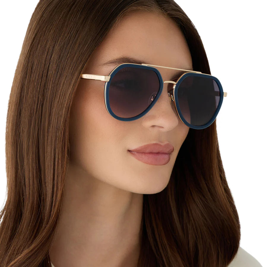 DIFF Joey Clubhouse Blue + Brushed Gold Sunglasses