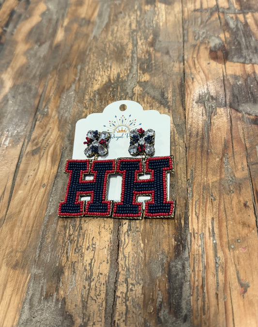 HAWKS Rhinestone w Beaded Logo earrings