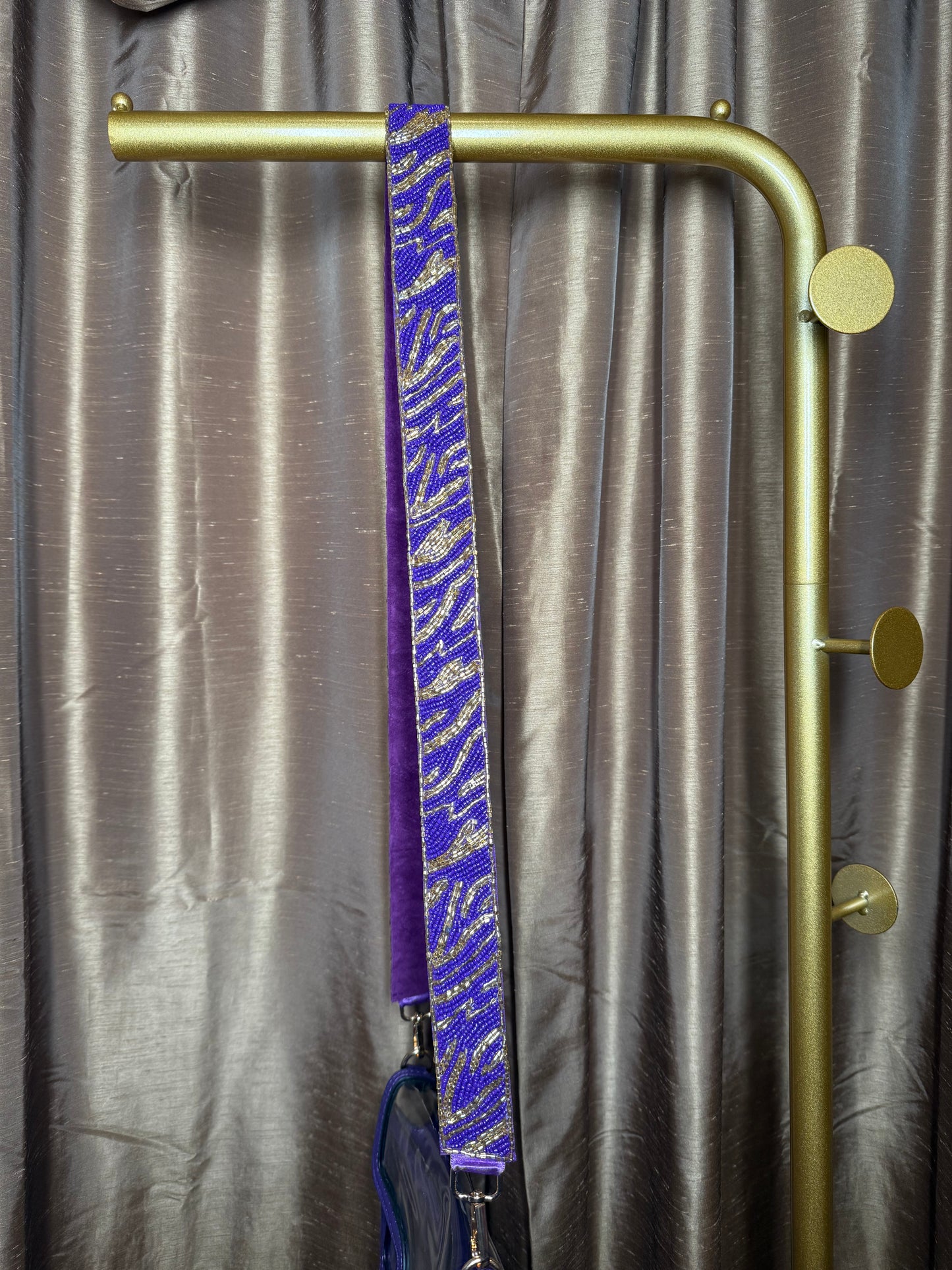 Purple and Gold Striped Purse Strap