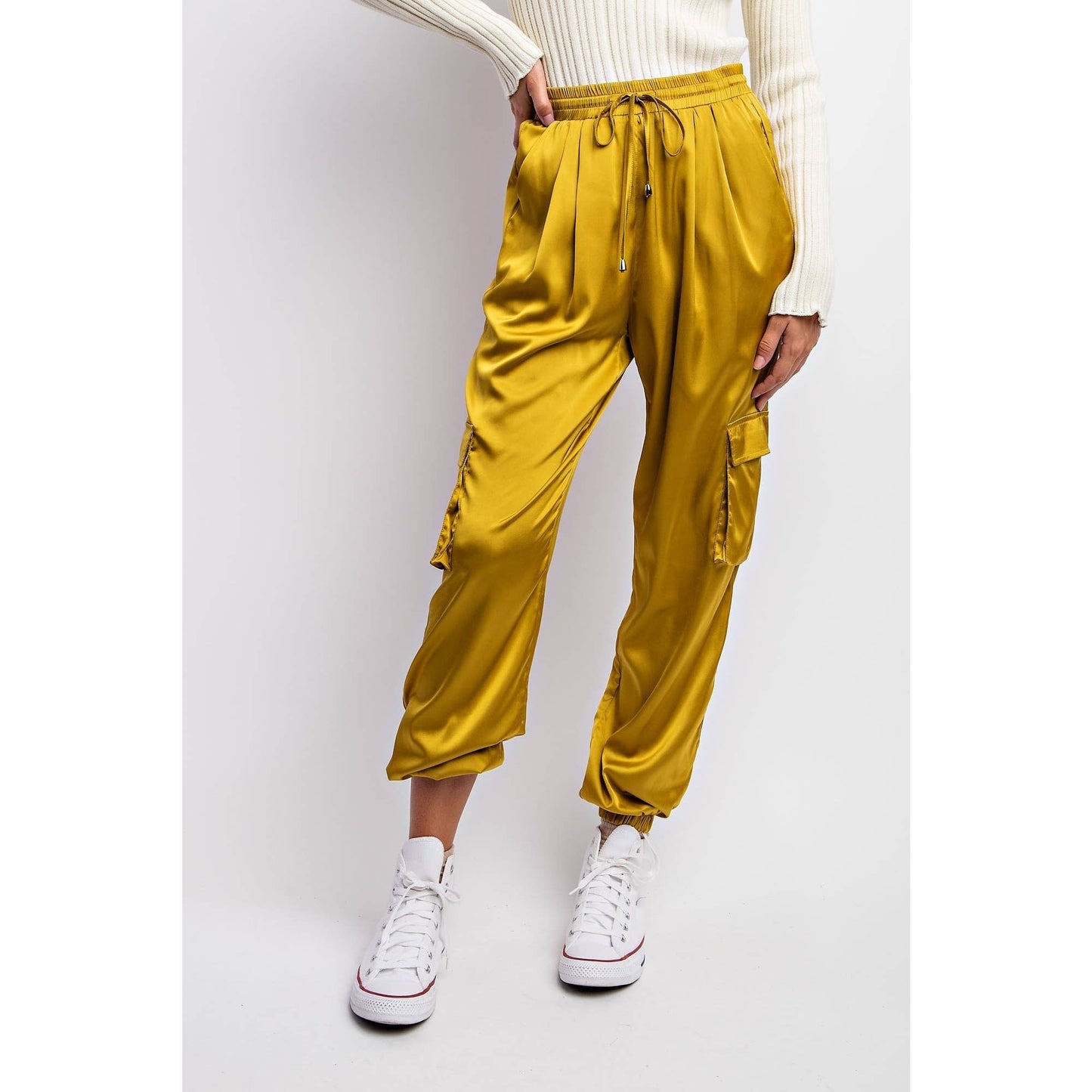 SATIN CARGO JOGGER PANTS