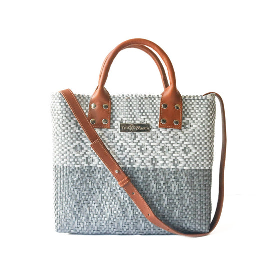 SALE 40% off Tin Marin Gray Large Woven Crossbody Bag - Tan Leather