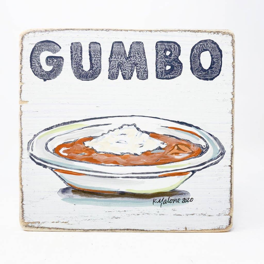 Square Wood Signs - Fun Decorative Wall Decor: Gumbo