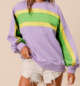 Mardi Gras Lavender Stripes Pullover