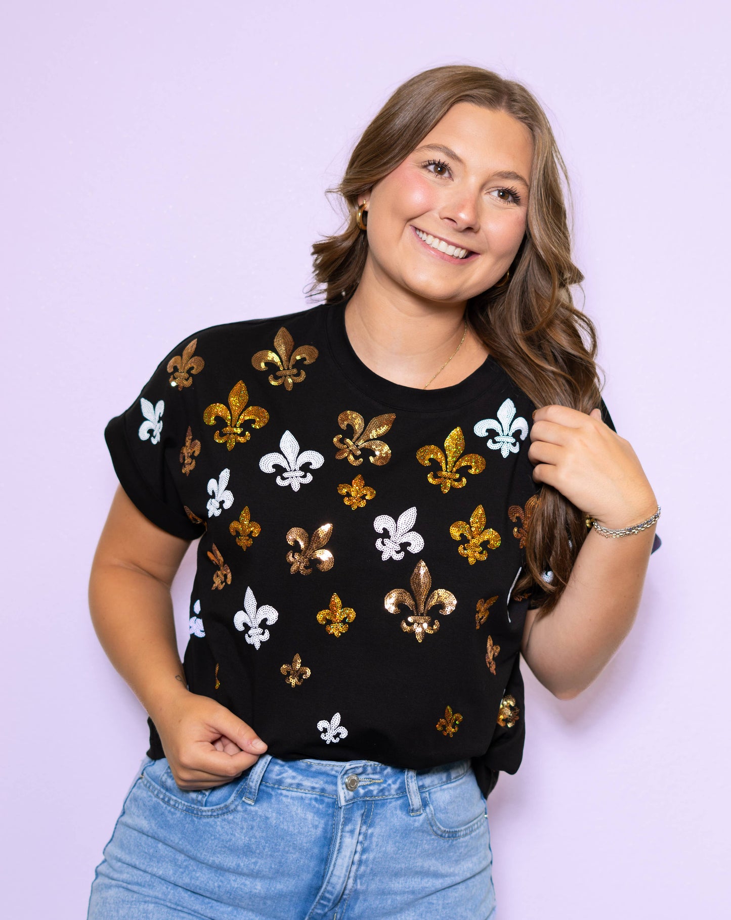 Tiny Scattered Fleur de Lis Women's Cuff Sleeve