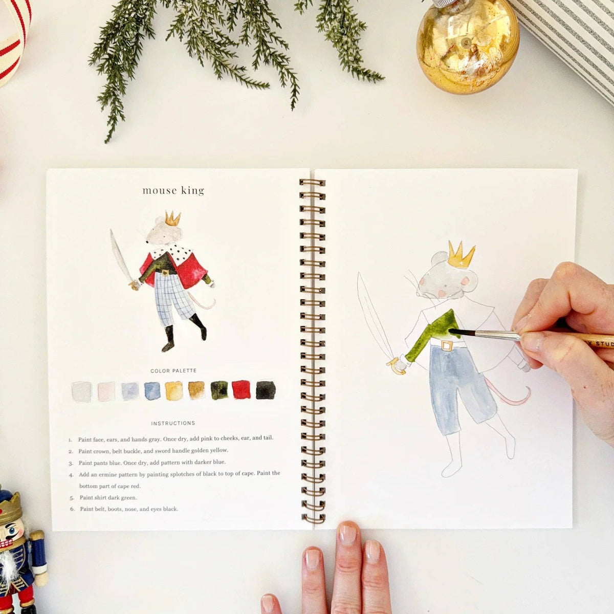 Ballerina page with painted example and color swatches
