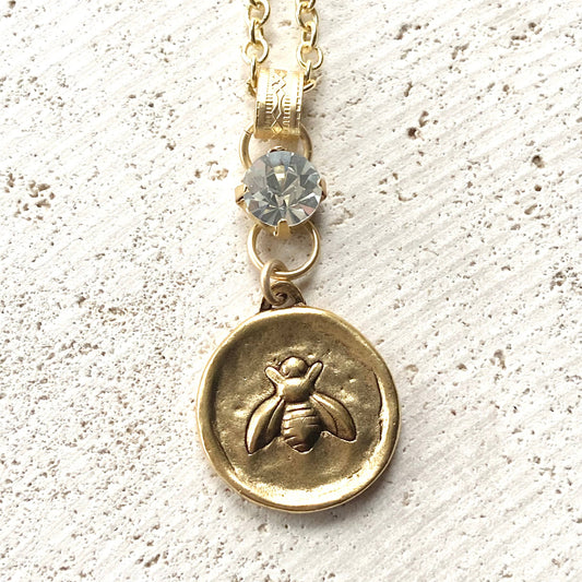French bee with Crystal necklace