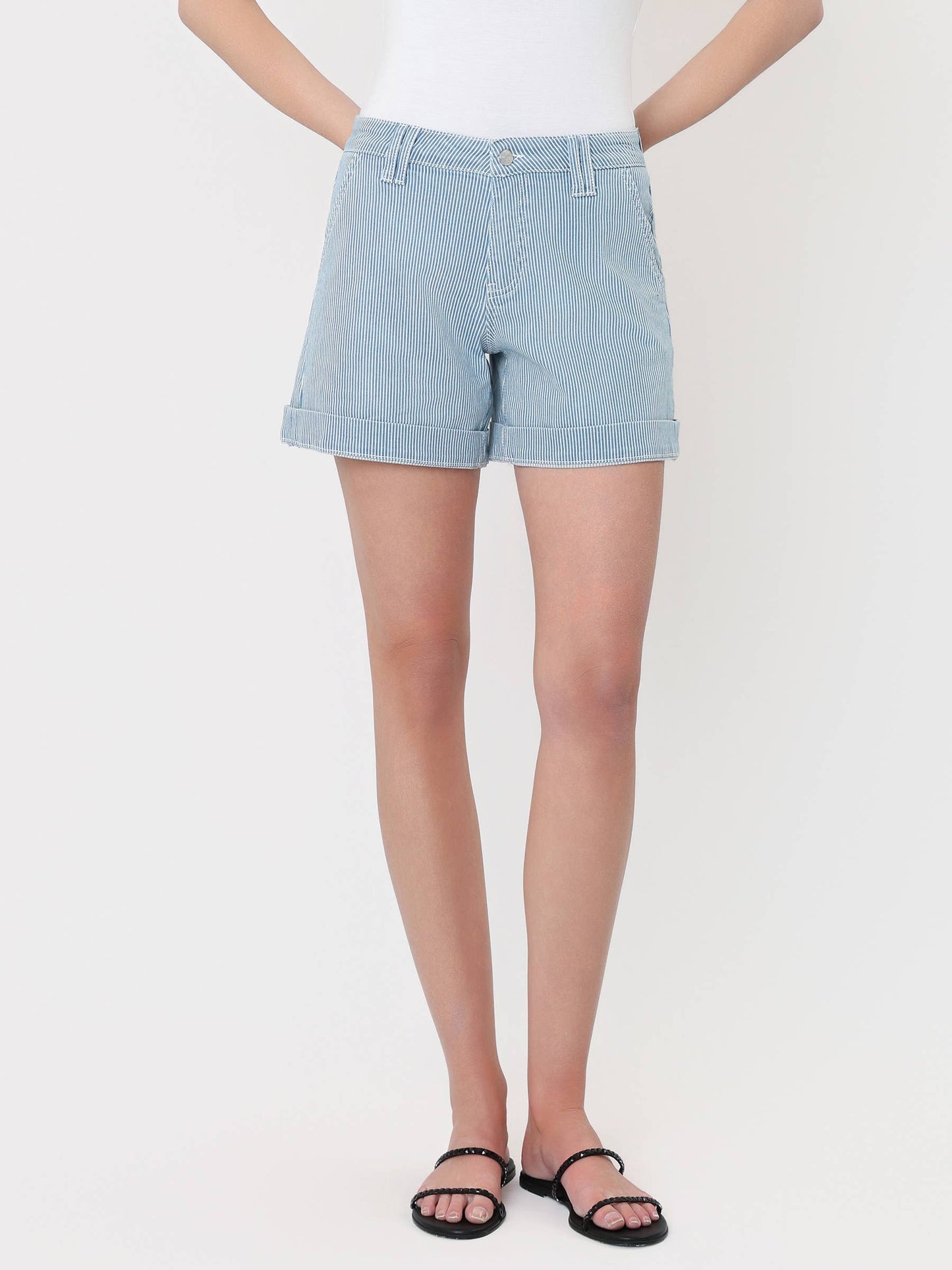 Lizzy Striped Cuffed A line Shorts