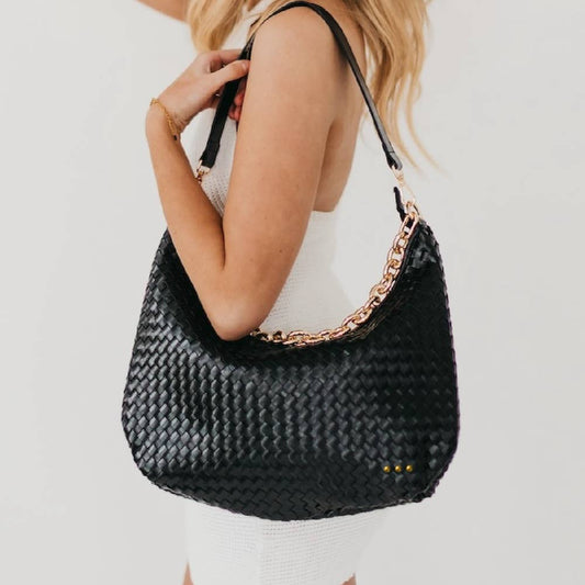 Black  Sienna Slouchy Woven  Bag
