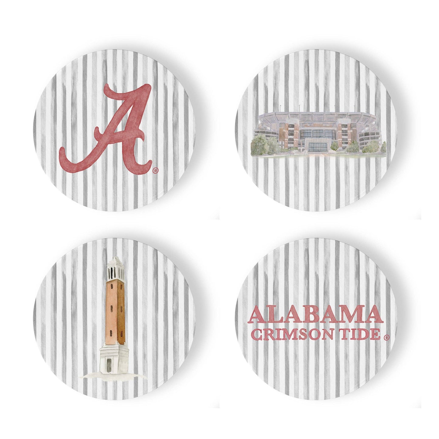 Alabama Striped Ceramic Coasters