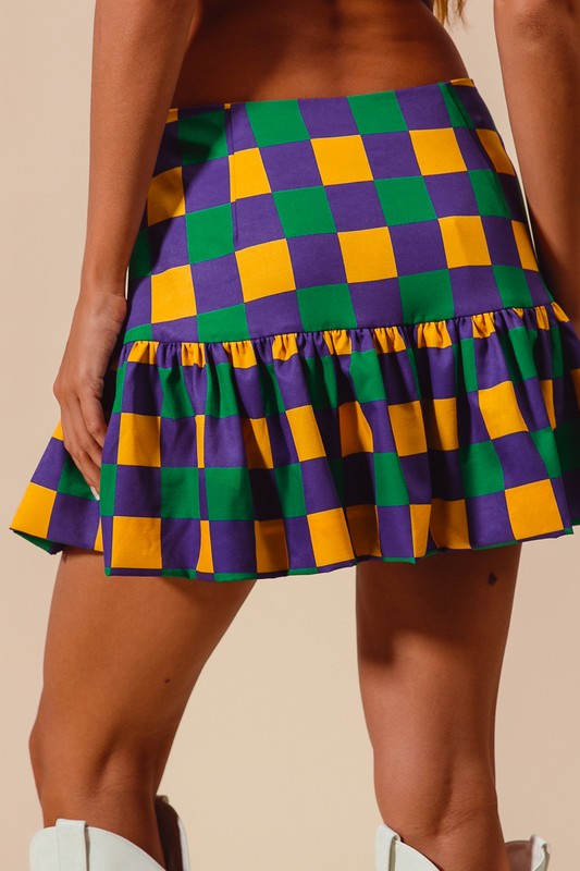 MARDI GRAS COLOR CHECKER MINI BALLOON SKIRT