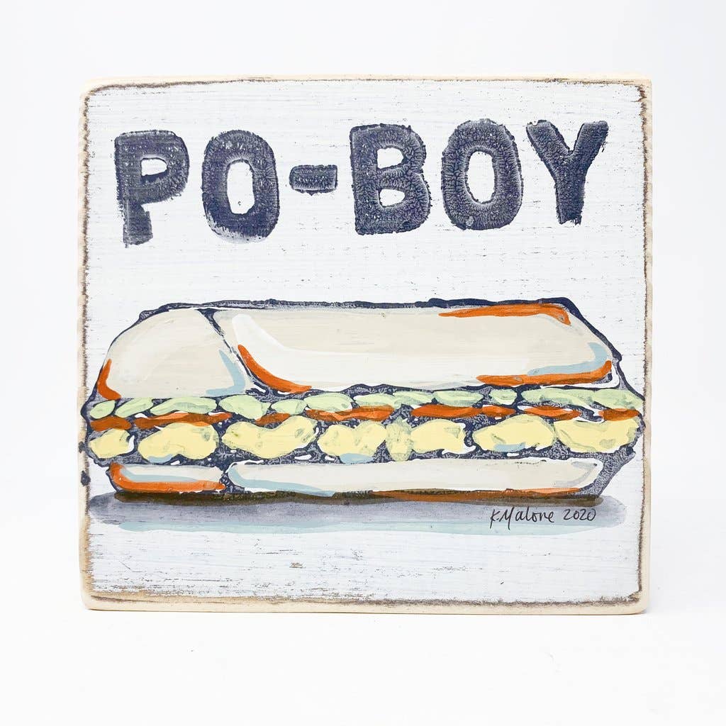 Square Wood Signs - Fun Decorative Wall Decor: Po-boy