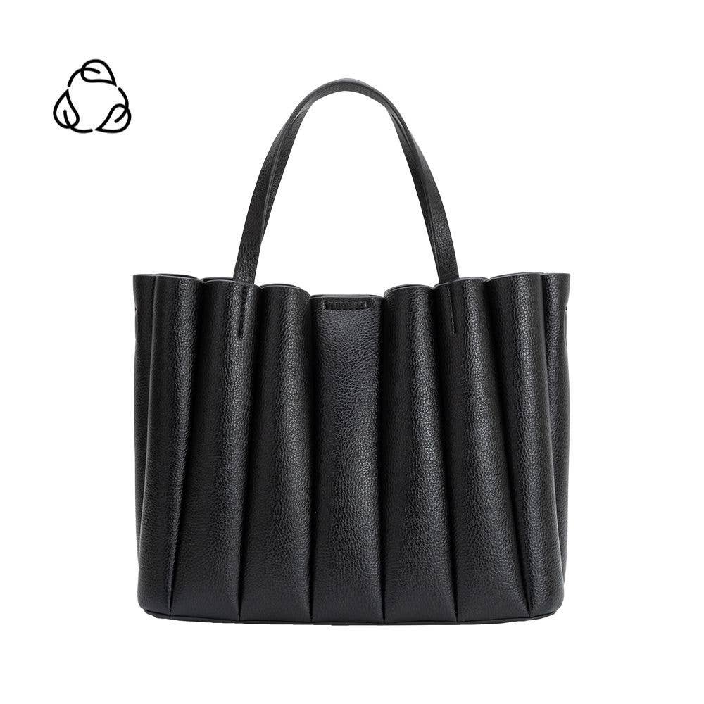 Adela Black Recycled Vegan Leather Tote Bag