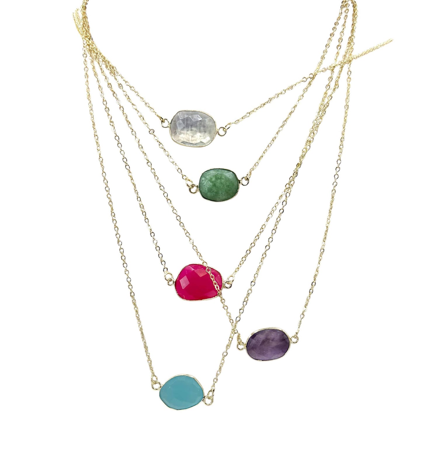 Gemstone bezel necklace