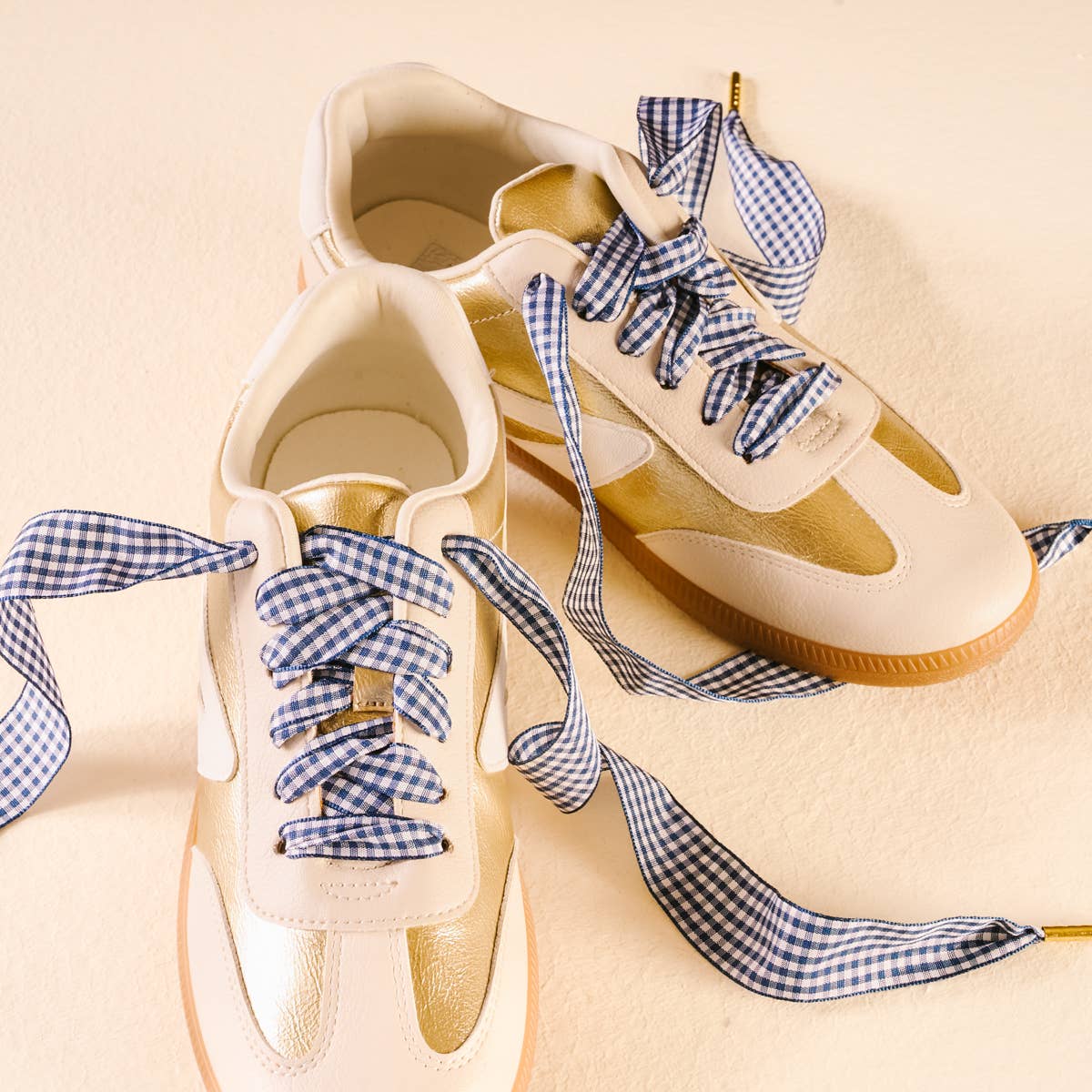 Step It Up Shoelaces–Gingham Navy