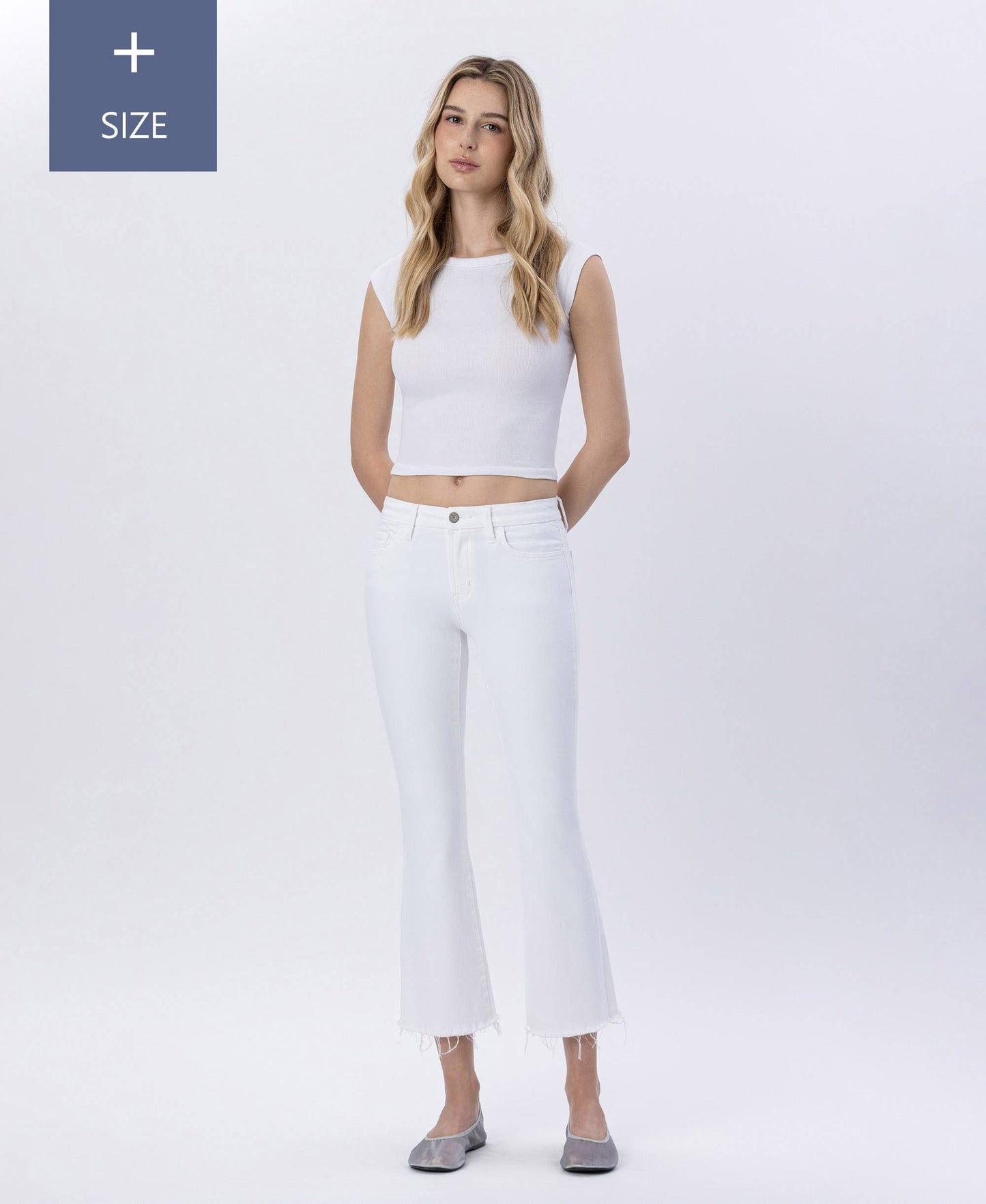 Mia Mid Rise Crop Flare Jeans - Peacock Curves