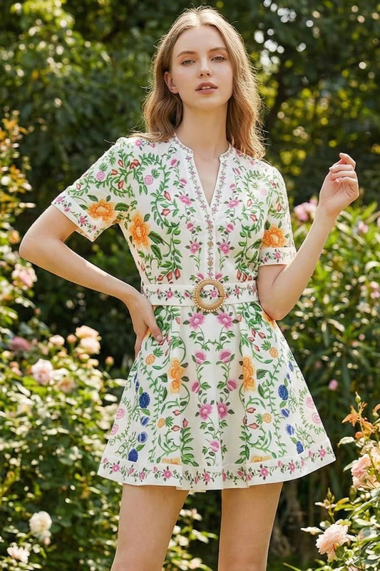 Ashley's Garden Linen Floral Dress