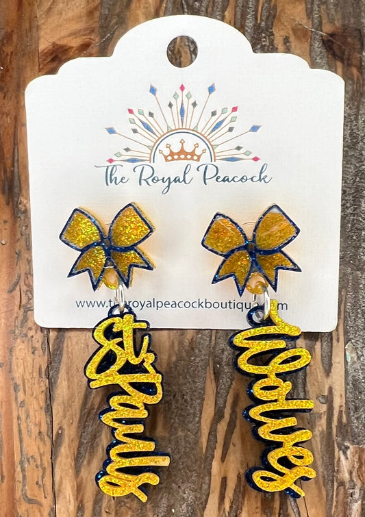 St. Paul Wolves Bow Dangles