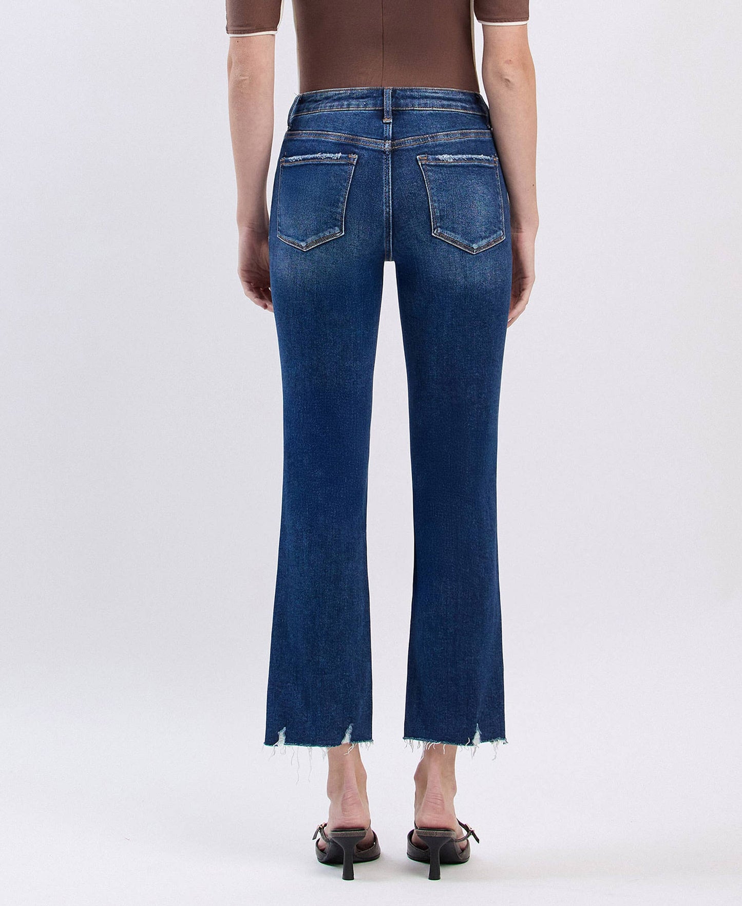 The Brittney -  Mid Rise Crop Mini Bootcut Jeans