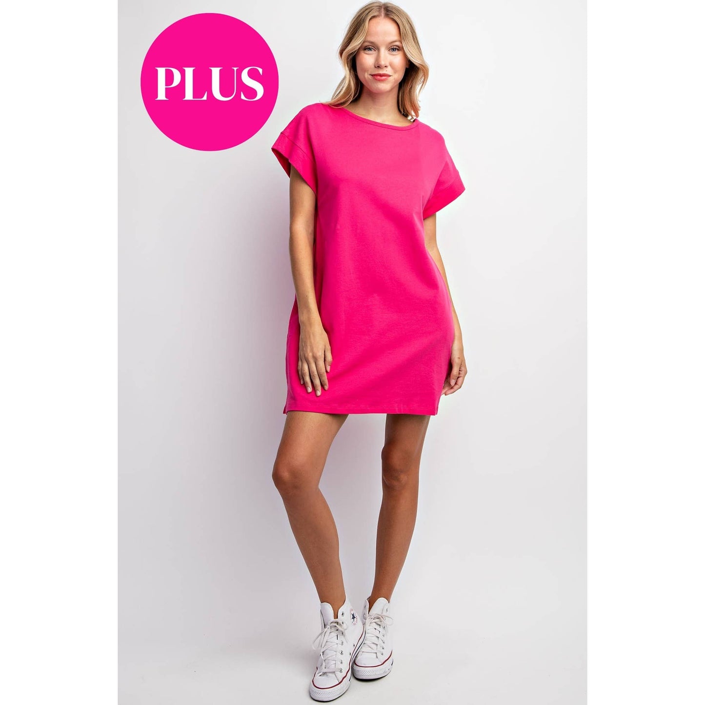 Fuchsia T Shirt Mini Shift Dress