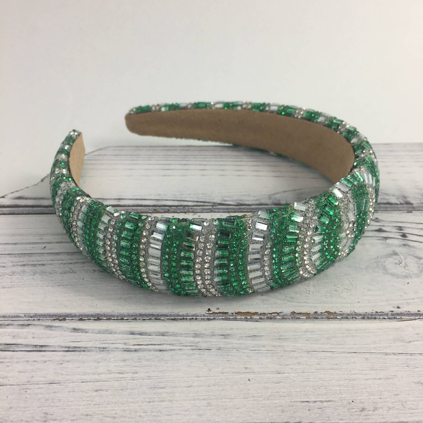 Green and white Stripe Headband