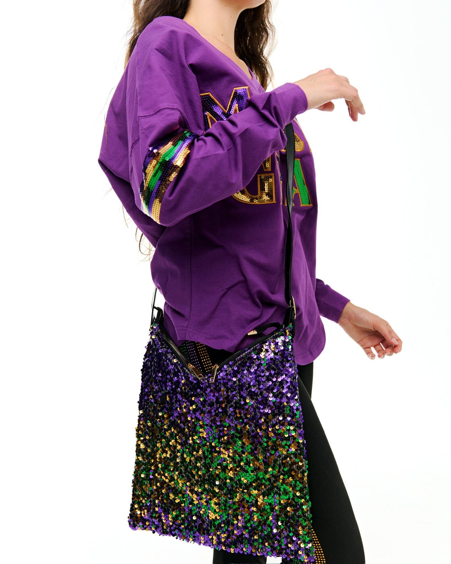 Mardi Gras sequin tote bag