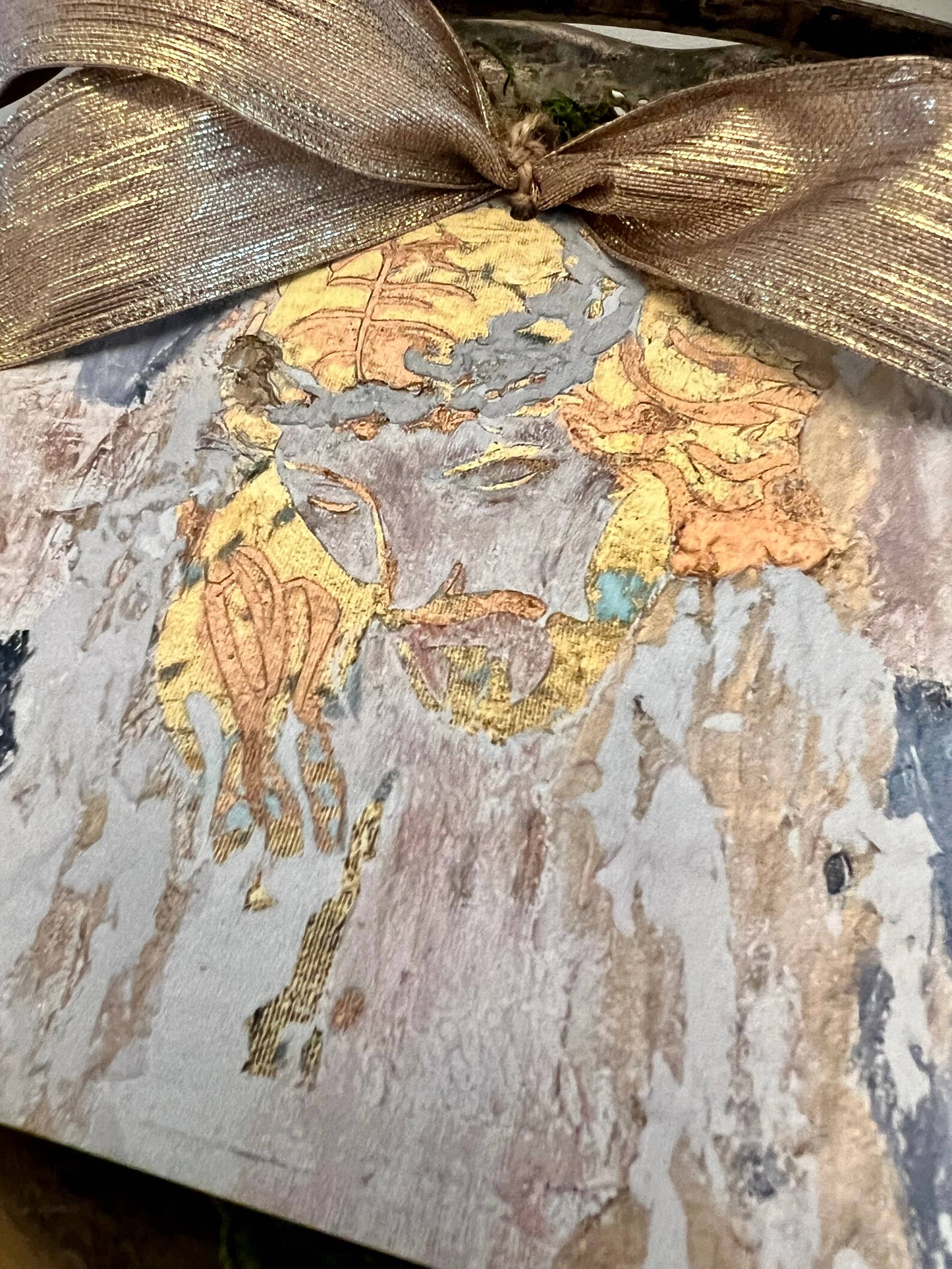 Jesus in Gold Christmas Ornament