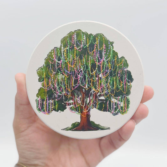 Bead Tree Mardi Gras Round Coaster-New Orleans Decor