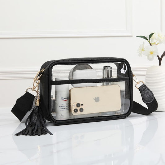 Black Clear Cross Body with Tassel