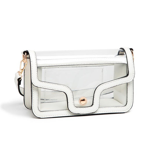 White Clear Vegan Leather Crossbody/Wristlet/Clutch