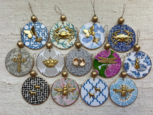 Decoupage Gold Accent Ornaments