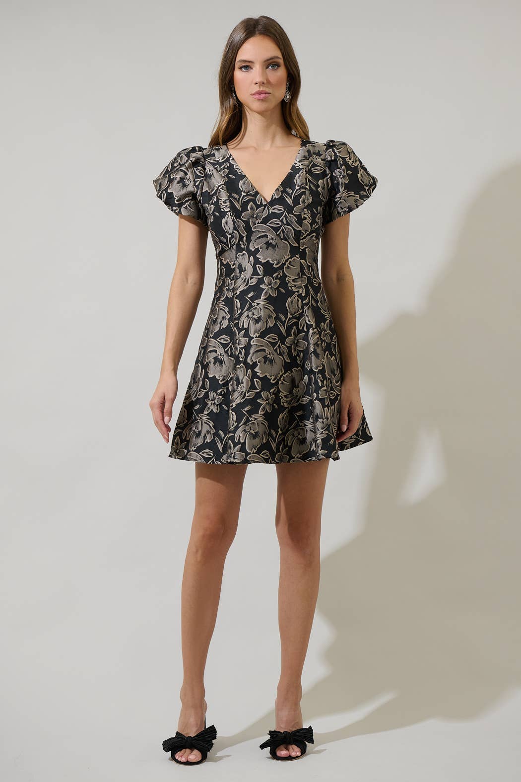 Jillian Jacquard Floral  Flare  Dress