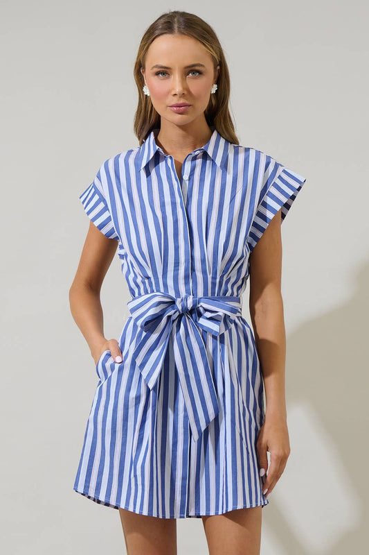 Crisp Stripes  Button Up Dress