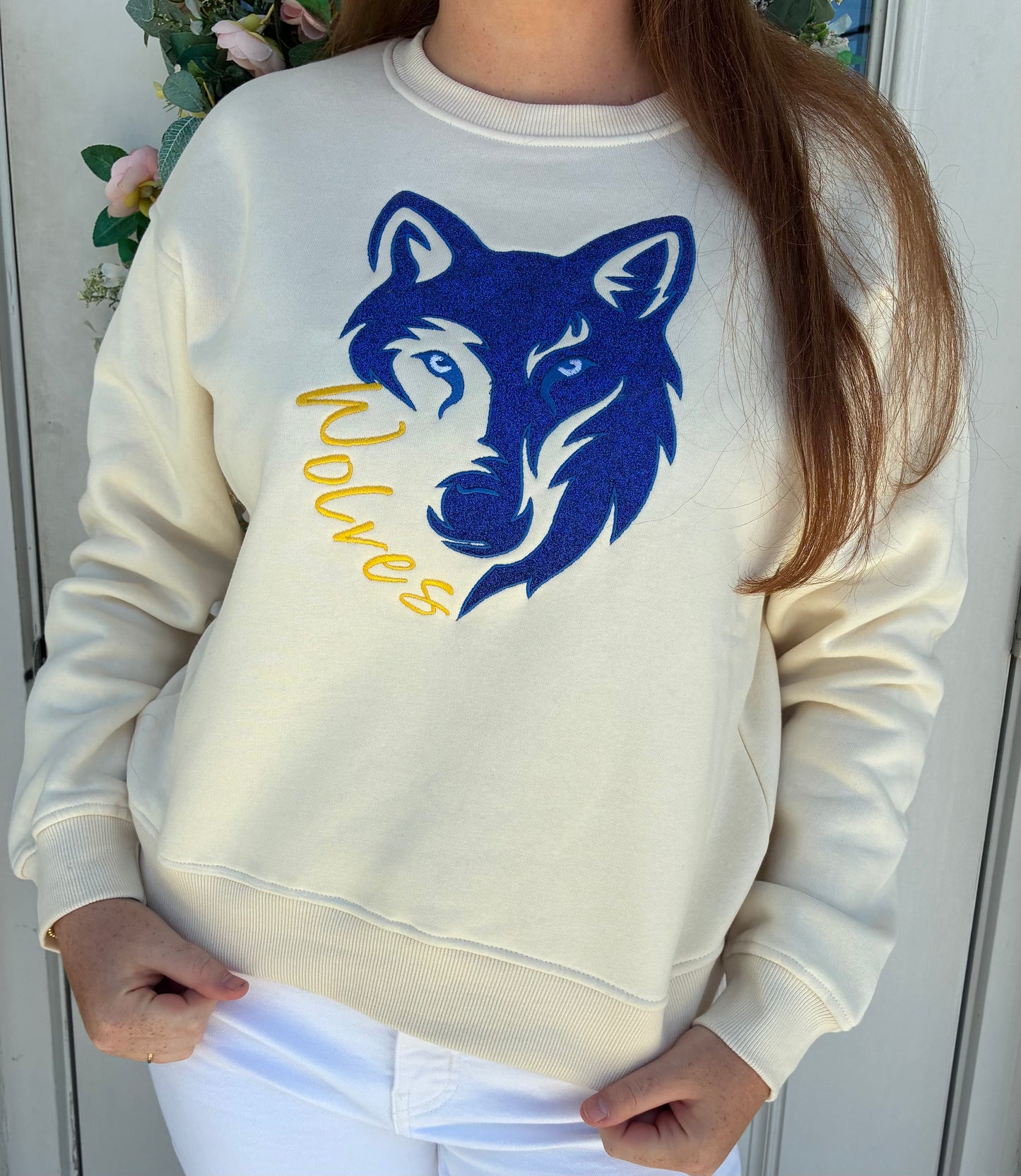 Wolves Ladies Cut Premium Crewneck - Ivory