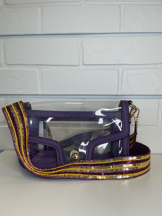 CC Purple and Gold Stripe Sequin Beaded Purse Strap
