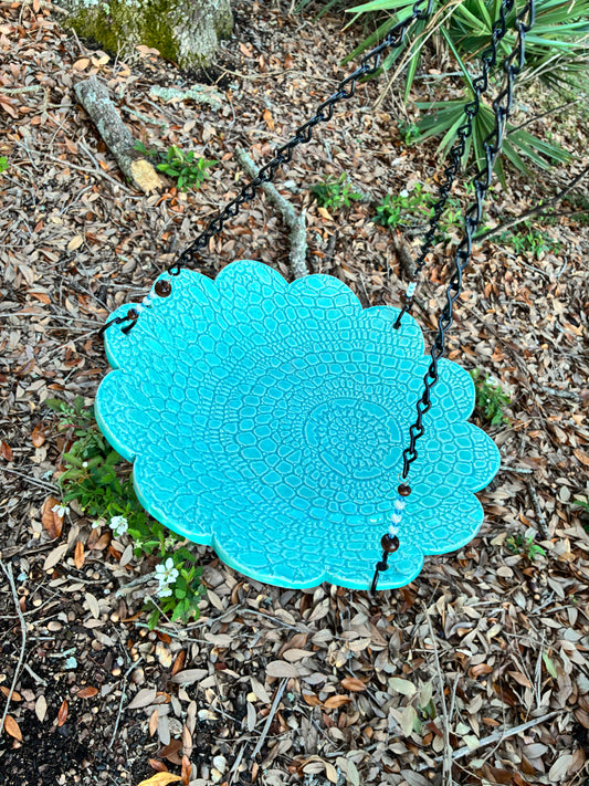 Large texture flower bird feederMint Green