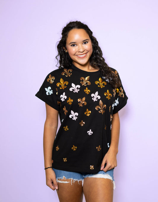 Tiny Scattered Fleur de Lis Women's Cuff Sleeve