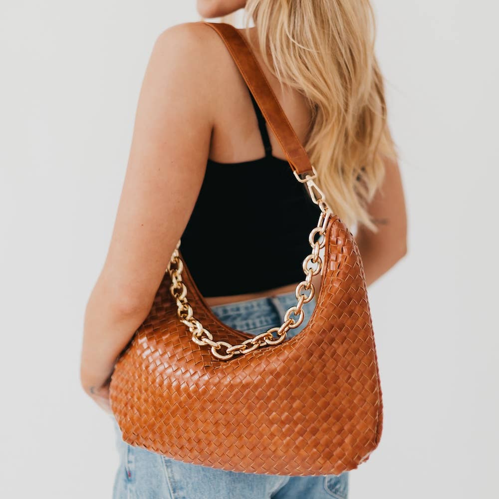 Brown  Sienna Slouchy Woven Bag