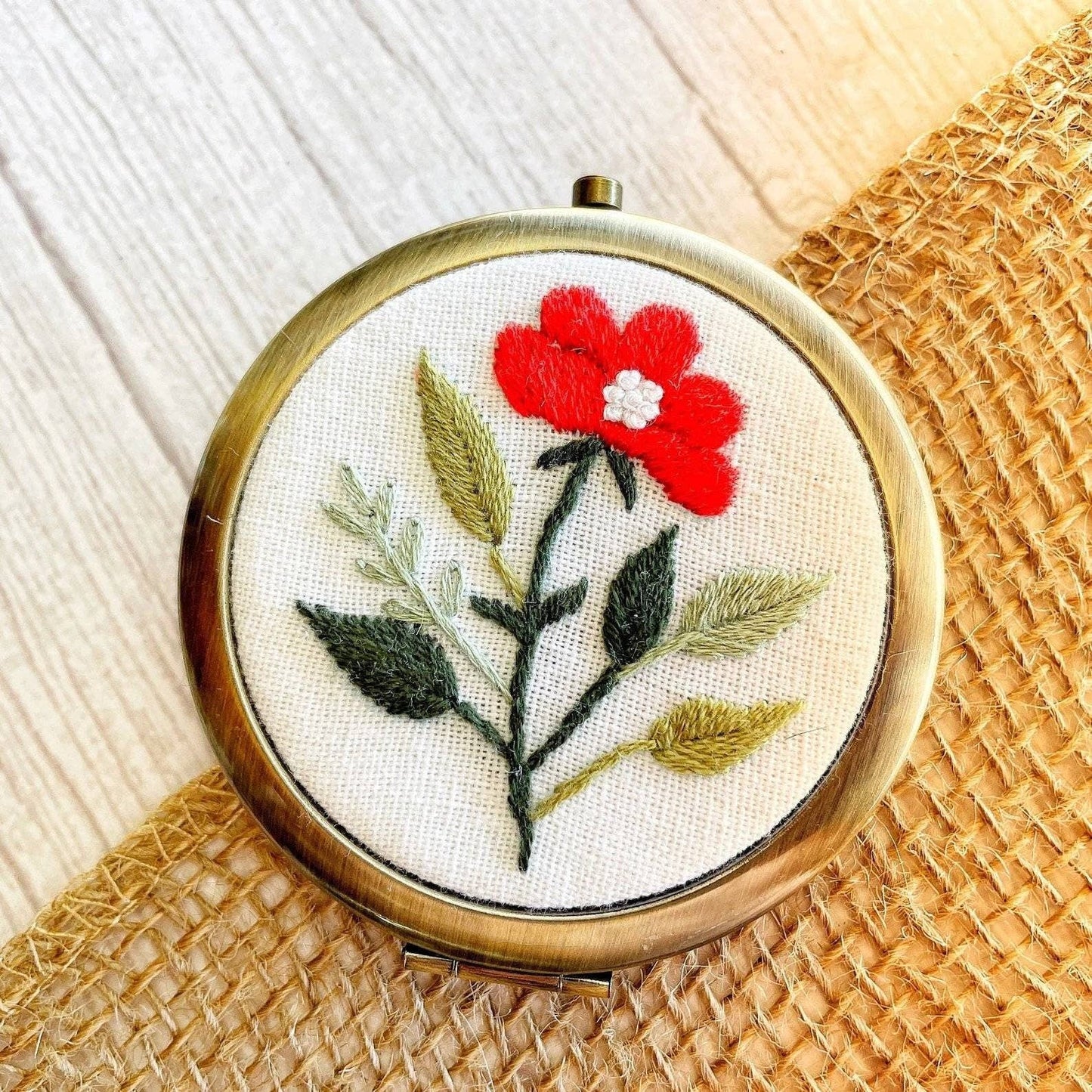 Brooklyn Floral Embroidered Compact Mirror