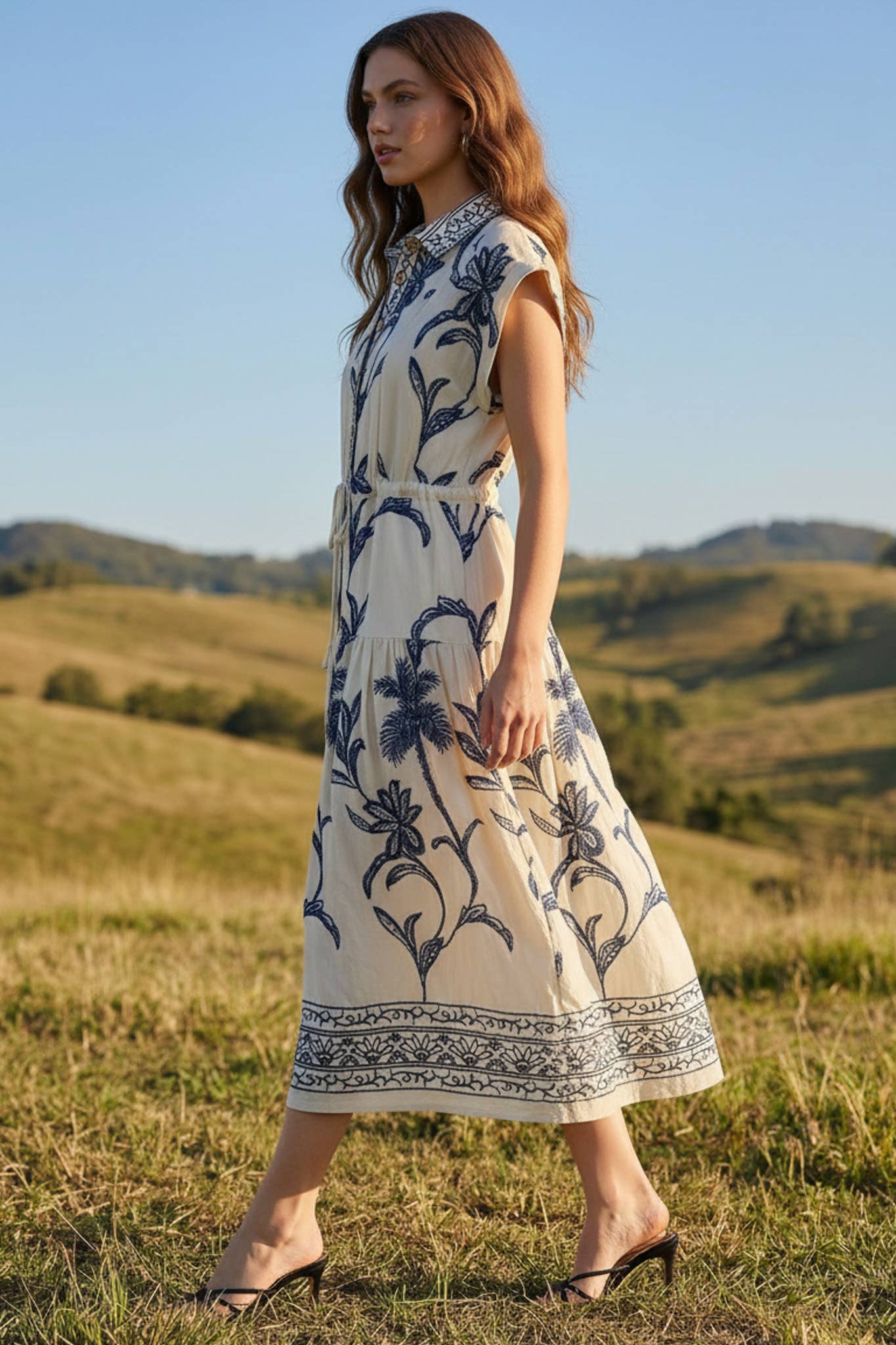 Morning Mimosa Tie Waisted Midi Dress